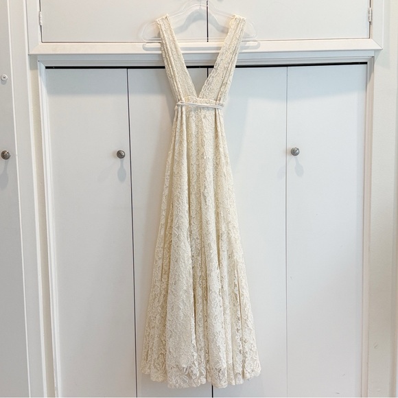 Wedding Dresses Reformation Francesca Dress Reformation Francesca Floor  Length Lace Wrap Dress Deep V Neckline Open